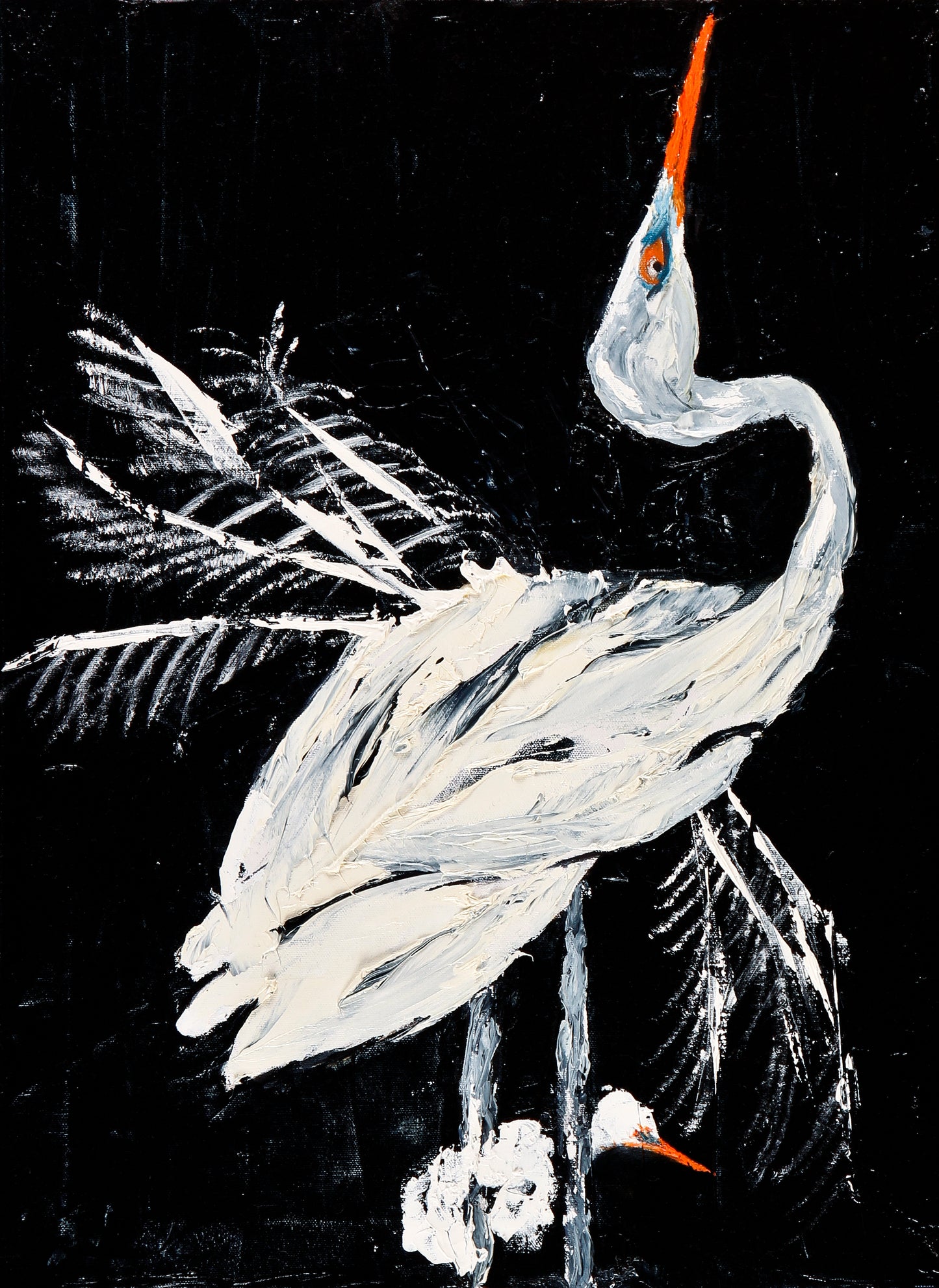 Great Egret with Chick 24x18