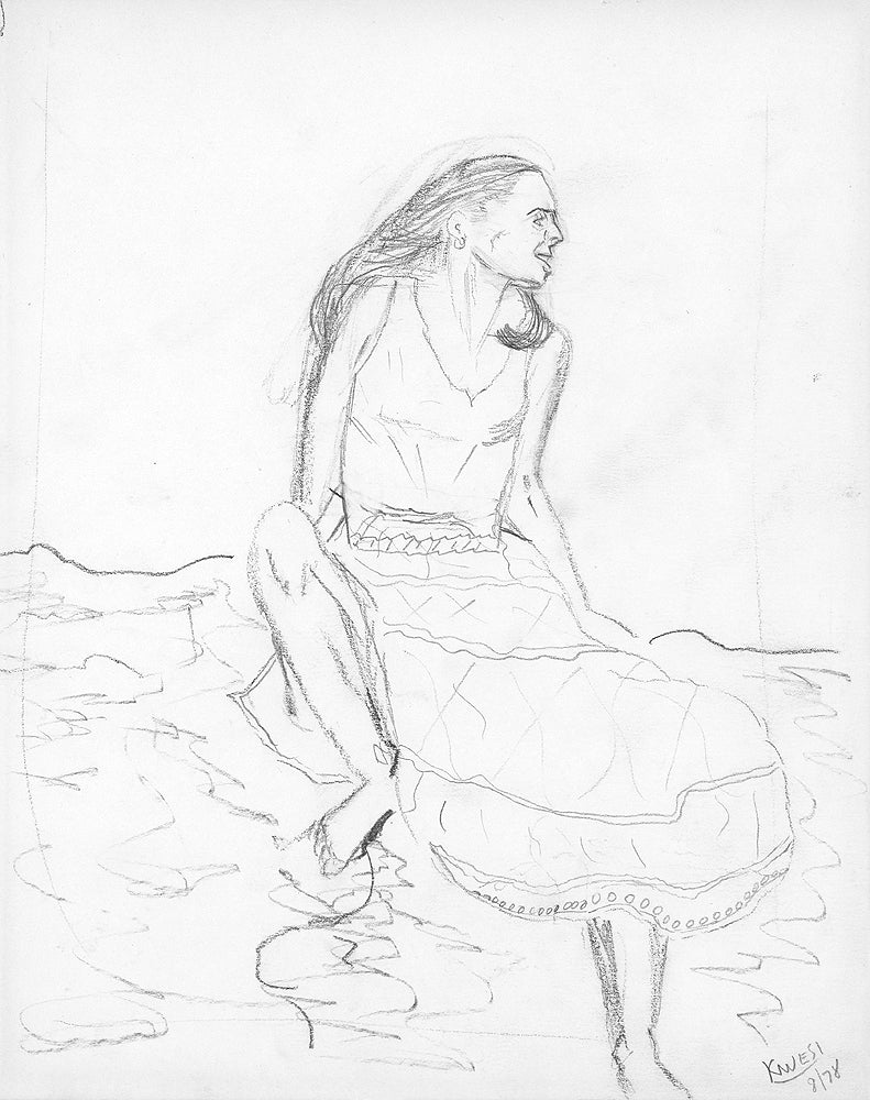 Girl on Beach Rock 10x8